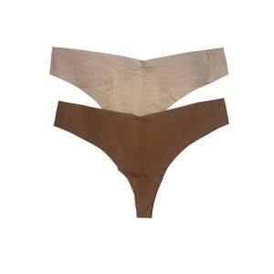 Aerie No Show Thong Underwear 2 Pack Tan Brown‎ Seamless XXL NWT